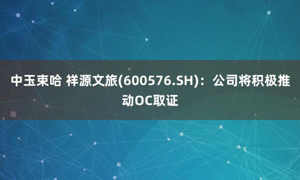 中玉束哈 祥源文旅(600576.SH)：公司将积极推动OC取证